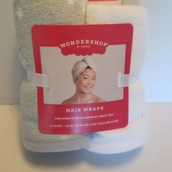 NEW 2 pack White/Gray Snowflake Christmas Hair Wraps/Head towels by Wondershop - Picture 1 of 3
